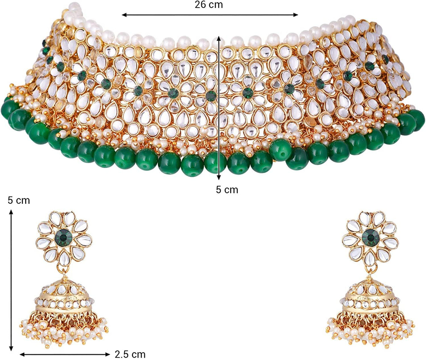 Aheli Elegant Indian Traditional Wedding Wear Kundan Pearl Encrusted Choker Necklace Set with Jhumki Earrings Ethnic Bollywood Party for Women & Girls