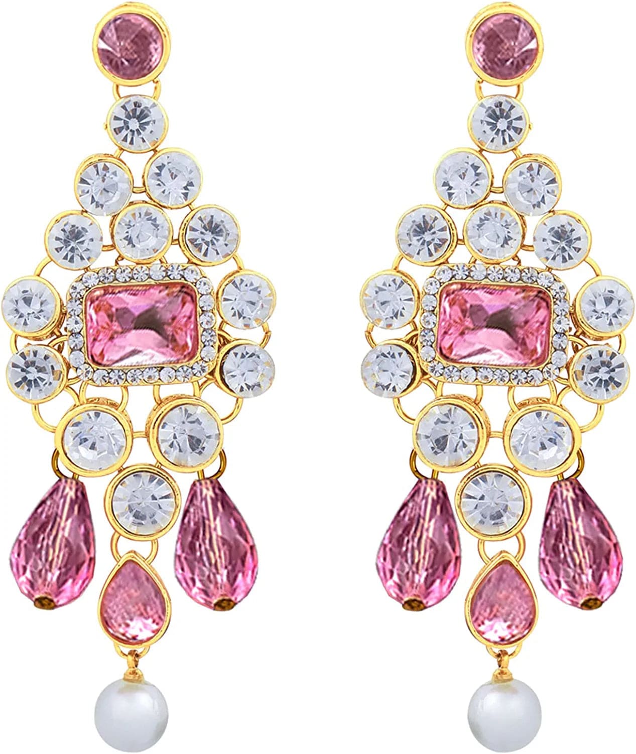 Aheli Kundan and Simulated Colored Stones Indian Ethnic Maang Tikka Necklace and Earrings Set Bollywood Festive Statement Jewelry for Women Girls
