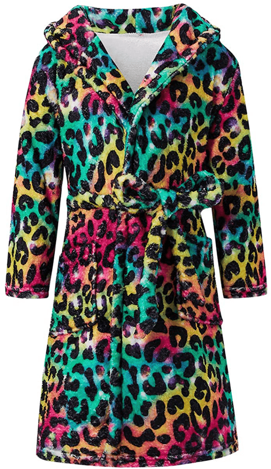 AIDEAONE Boys Girls Bathrobes, Kids Hooded Bathrobes with Plush Soft Flannel Robes Sleepwear Gift for Boys Girls 4-12 Years Apparel & Accessories > Clothing > Sleepwear & Loungewear > Robes Kylie Max   