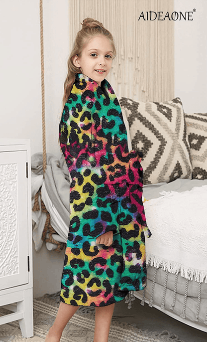 AIDEAONE Boys Girls Bathrobes, Kids Hooded Bathrobes with Plush Soft Flannel Robes Sleepwear Gift for Boys Girls 4-12 Years Apparel & Accessories > Clothing > Sleepwear & Loungewear > Robes Kylie Max   