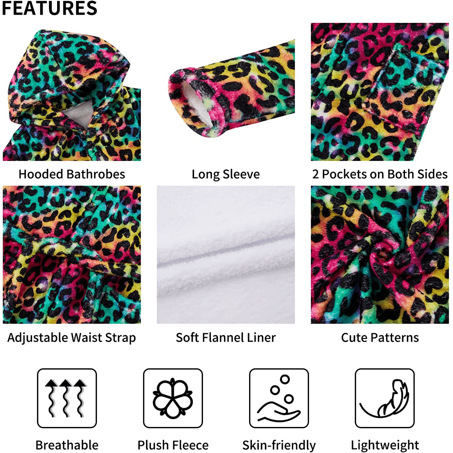 AIDEAONE Boys Girls Bathrobes, Kids Hooded Bathrobes with Plush Soft Flannel Robes Sleepwear Gift for Boys Girls 4-12 Years Apparel & Accessories > Clothing > Sleepwear & Loungewear > Robes Kylie Max   