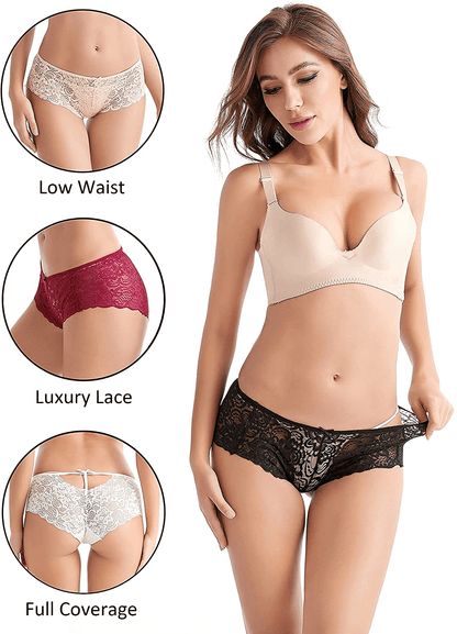 AIDI GOOSE Women'S 5-Pack Lace Underwear Low Waist Bikini Panties Stretch Hipster Brief Apparel & Accessories > Clothing > Underwear & Socks > Underwear AIDI GOOSE   