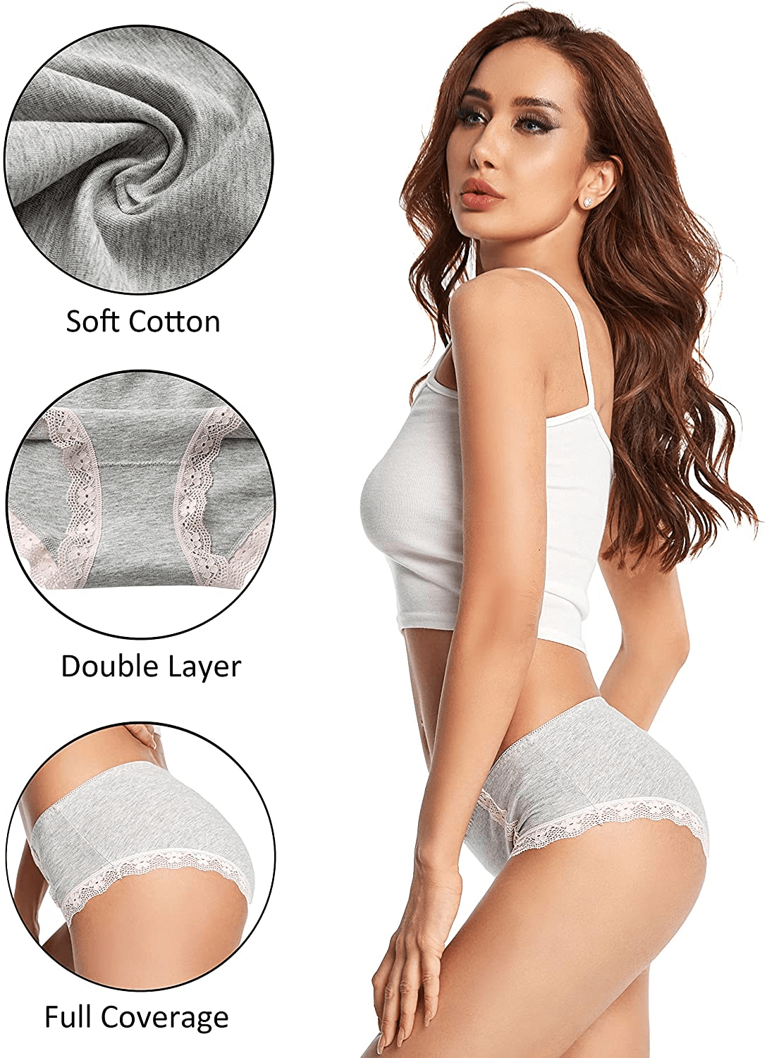 AIDI GOOSE Women'S 5-Pack Lace Underwear Low Waist Bikini Panties Stretch Hipster Brief Apparel & Accessories > Clothing > Underwear & Socks > Underwear AIDI GOOSE   