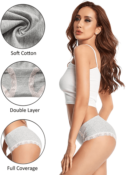 AIDI GOOSE Women'S 5-Pack Lace Underwear Low Waist Bikini Panties Stretch Hipster Brief Apparel & Accessories > Clothing > Underwear & Socks > Underwear AIDI GOOSE   