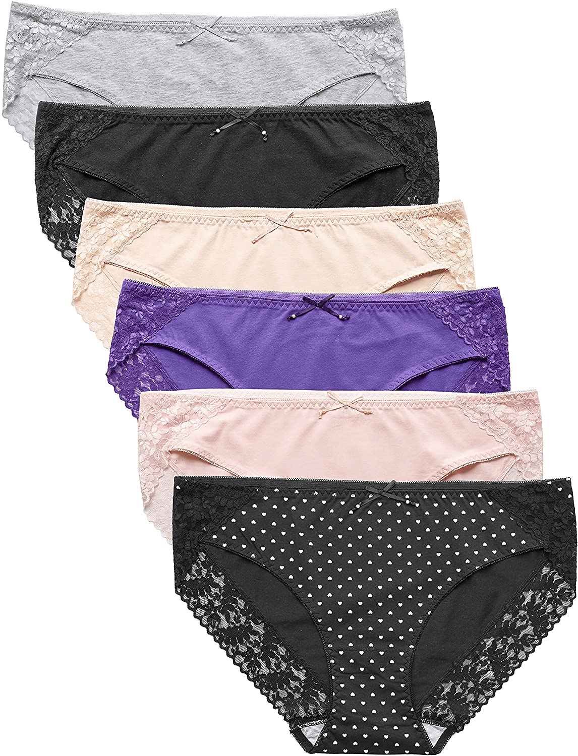 AIDI GOOSE Women'S 5-Pack Lace Underwear Low Waist Bikini Panties Stretch Hipster Brief Apparel & Accessories > Clothing > Underwear & Socks > Underwear AIDI GOOSE   