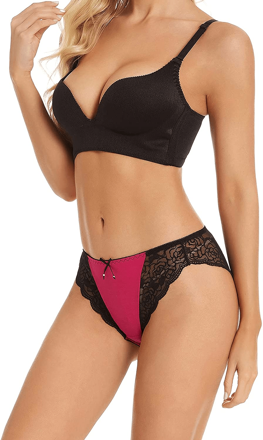 AIDI GOOSE Women'S 5-Pack Lace Underwear Low Waist Bikini Panties Stretch Hipster Brief Apparel & Accessories > Clothing > Underwear & Socks > Underwear AIDI GOOSE   