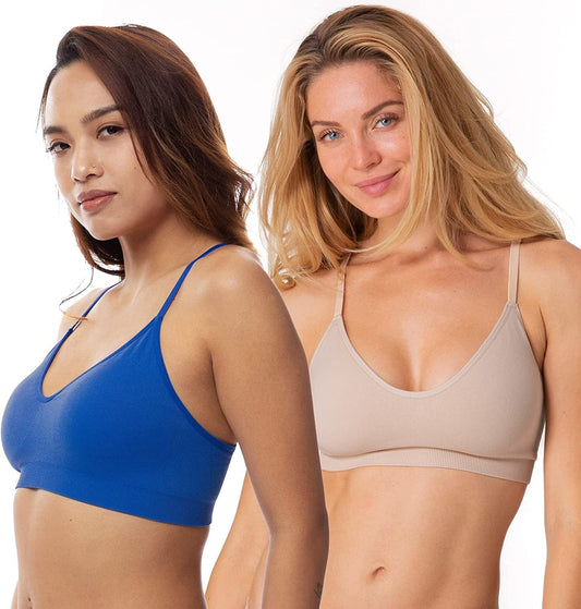 Air Lite Women'S Full Cup Light Padded Seam Free Wireless Bralette D01478M Pack of 2 - Blue/Beige - Revive-2pp / Medium