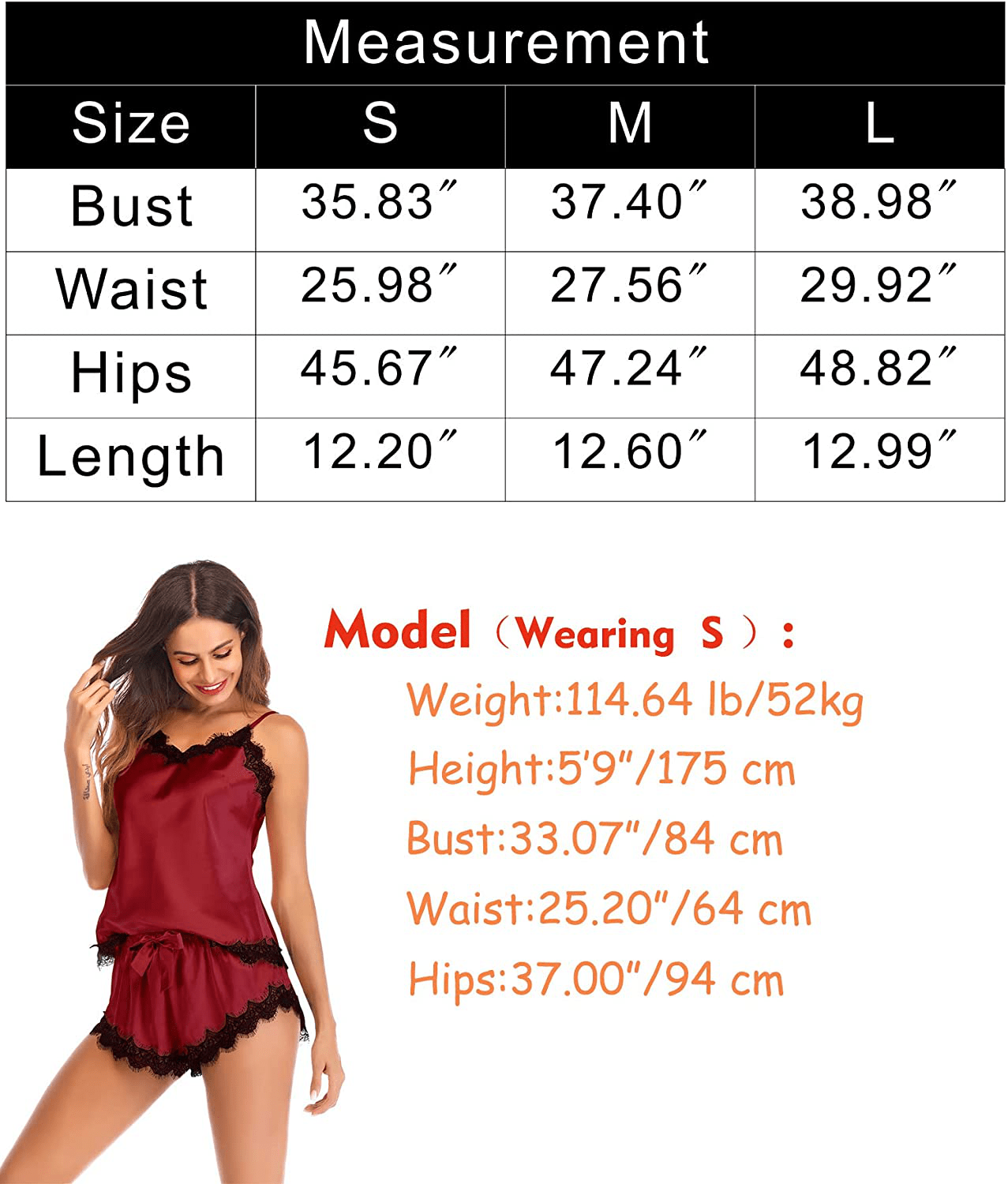 AIRPJ Satin Pajamas Set Silk Sleepwear Cami Nightwear Sexy Lingerie PJ S-XXL Apparel & Accessories > Clothing > Sleepwear & Loungewear Kylie Max   