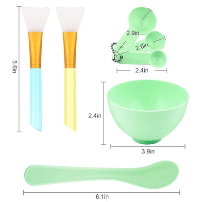 Aivwis Face Mask Mixing Bowl Set, DIY Facemask Mixing Tool Sets, Include Facial Mask Mixing Bowl Stick Spatula Silicone Cream Mask Brushes, Pack of 7 (Green) Health & Beauty > Personal Care > Cosmetics > Cosmetic Tools > Skin Care Tools Aivwis   