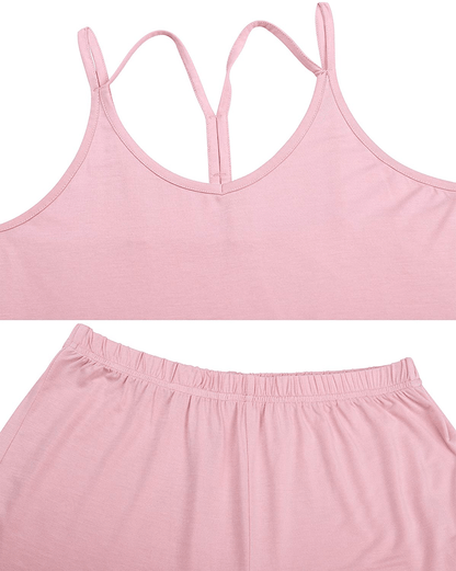 AKEWEI Women Pajamas Set V-Neck Cami and Short Pjs Set Lounge Wear Sleepwear Sets Apparel & Accessories > Clothing > Sleepwear & Loungewear Kylie Max   