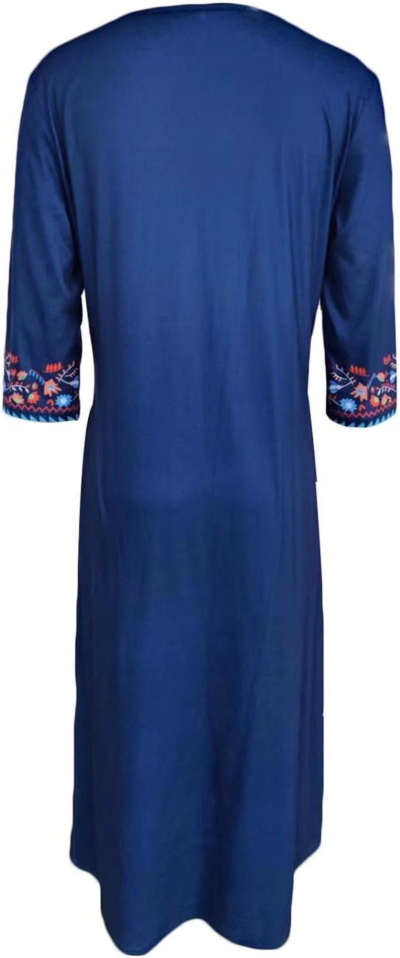 Akivide Fall Mexican Dress for Women,3/4 Sleeve V Neck Floral Embroidered Print Maxi Dresses with 2 Pockets