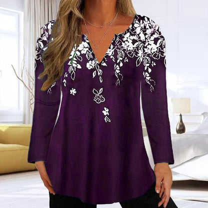 Akivide Women'S Fall 3/4 Sleeve V-Neck Boho Floral Print Dress Casual Loose High Waist Pullover Dresses for Women with Pocket