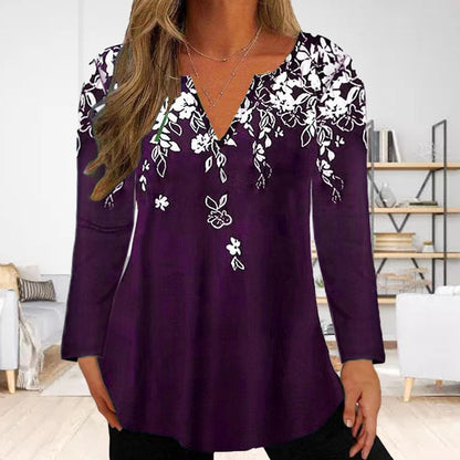 Akivide Women'S Fall 3/4 Sleeve V-Neck Boho Floral Print Dress Casual Loose High Waist Pullover Dresses for Women with Pocket