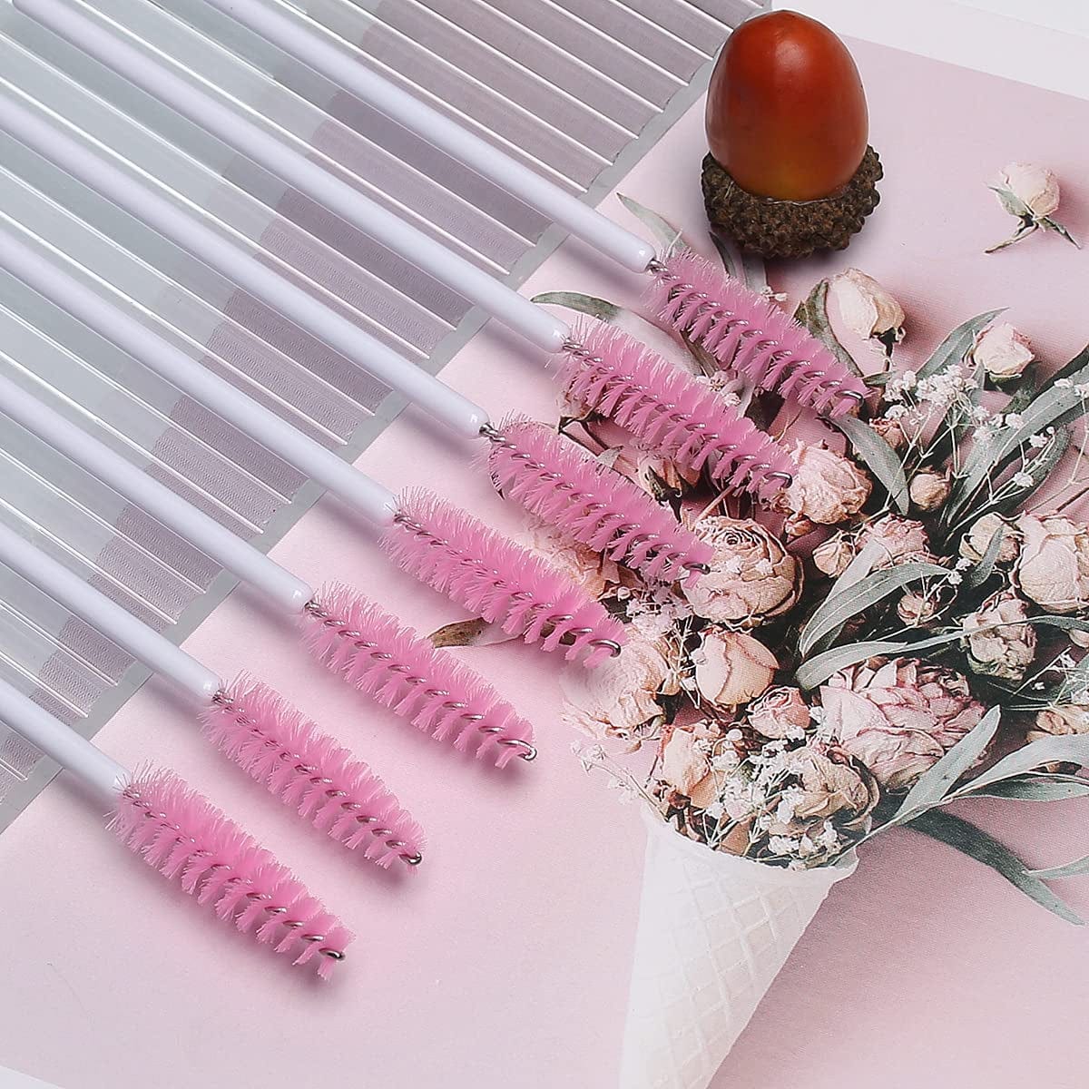 Akstore 200 PCS Disposable Eyelash Brushes Mascara Wands Eye Lash Eyebrow Applicator Cosmetic Makeup Brush Tool Kits (White-Pink) Health & Beauty > Personal Care > Cosmetics > Cosmetic Tools > Makeup Tools Akstore   