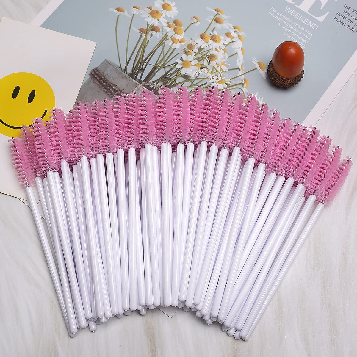 Akstore 200 PCS Disposable Eyelash Brushes Mascara Wands Eye Lash Eyebrow Applicator Cosmetic Makeup Brush Tool Kits (White-Pink) Health & Beauty > Personal Care > Cosmetics > Cosmetic Tools > Makeup Tools Akstore   