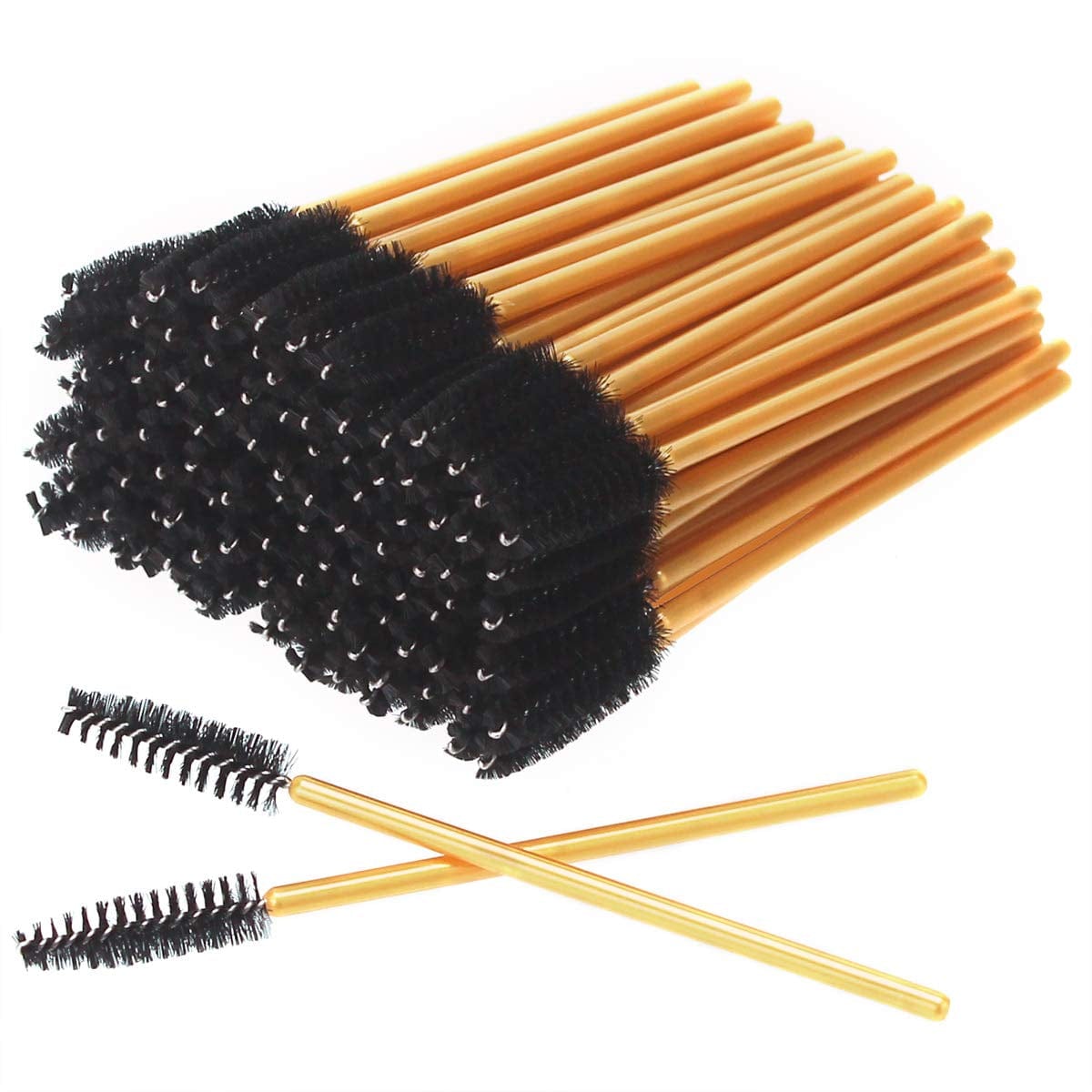 Akstore 200 PCS Disposable Eyelash Brushes Mascara Wands Eye Lash Eyebrow Applicator Cosmetic Makeup Brush Tool Kits (White-Pink) Health & Beauty > Personal Care > Cosmetics > Cosmetic Tools > Makeup Tools Akstore Gold Black  