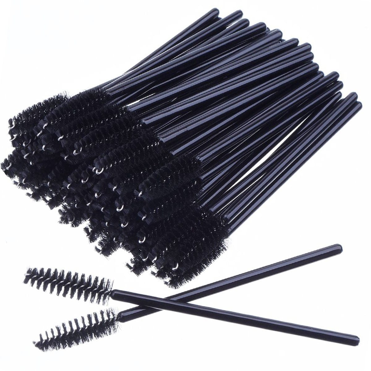 Akstore 200 PCS Disposable Eyelash Brushes Mascara Wands Eye Lash Eyebrow Applicator Cosmetic Makeup Brush Tool Kits (White-Pink) Health & Beauty > Personal Care > Cosmetics > Cosmetic Tools > Makeup Tools Akstore Black  
