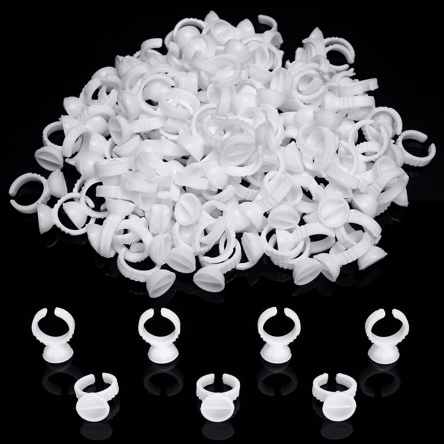 Akstore 200PCS Disposable Makeup Glue Rings Plastic Nail Art Tattoo Glue Rings Holder Eyelash Extension Rings Adhesive Pigment Holders Finger Hand Beauty Tools (Seperated) Health & Beauty > Personal Care > Cosmetics > Cosmetic Tools > Makeup Tools Akstore Seperated  