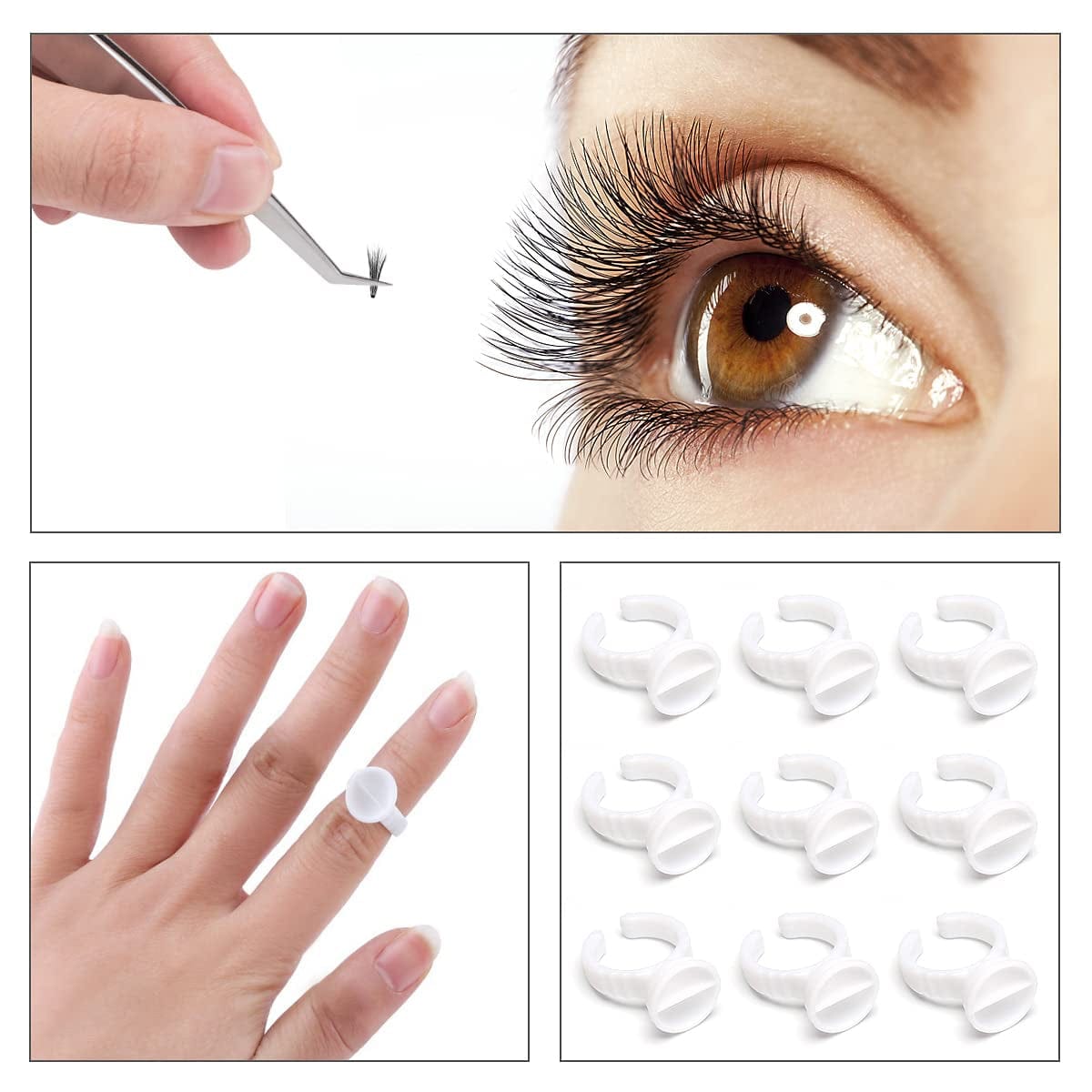 Akstore 200PCS Disposable Makeup Glue Rings Plastic Nail Art Tattoo Glue Rings Holder Eyelash Extension Rings Adhesive Pigment Holders Finger Hand Beauty Tools (Seperated) Health & Beauty > Personal Care > Cosmetics > Cosmetic Tools > Makeup Tools Akstore   