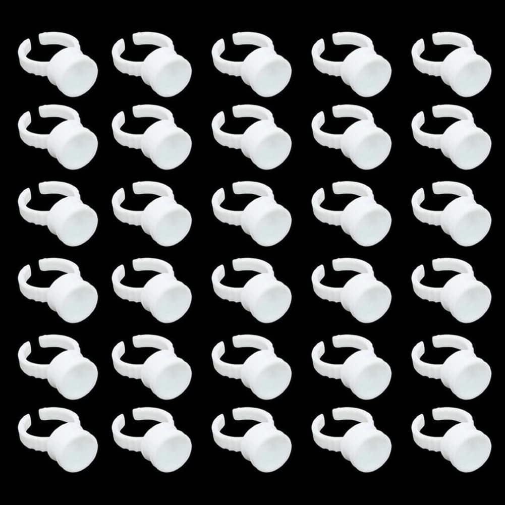 Akstore 200PCS Disposable Makeup Glue Rings Plastic Nail Art Tattoo Glue Rings Holder Eyelash Extension Rings Adhesive Pigment Holders Finger Hand Beauty Tools (Seperated) Health & Beauty > Personal Care > Cosmetics > Cosmetic Tools > Makeup Tools Akstore 100pcs-Medium  