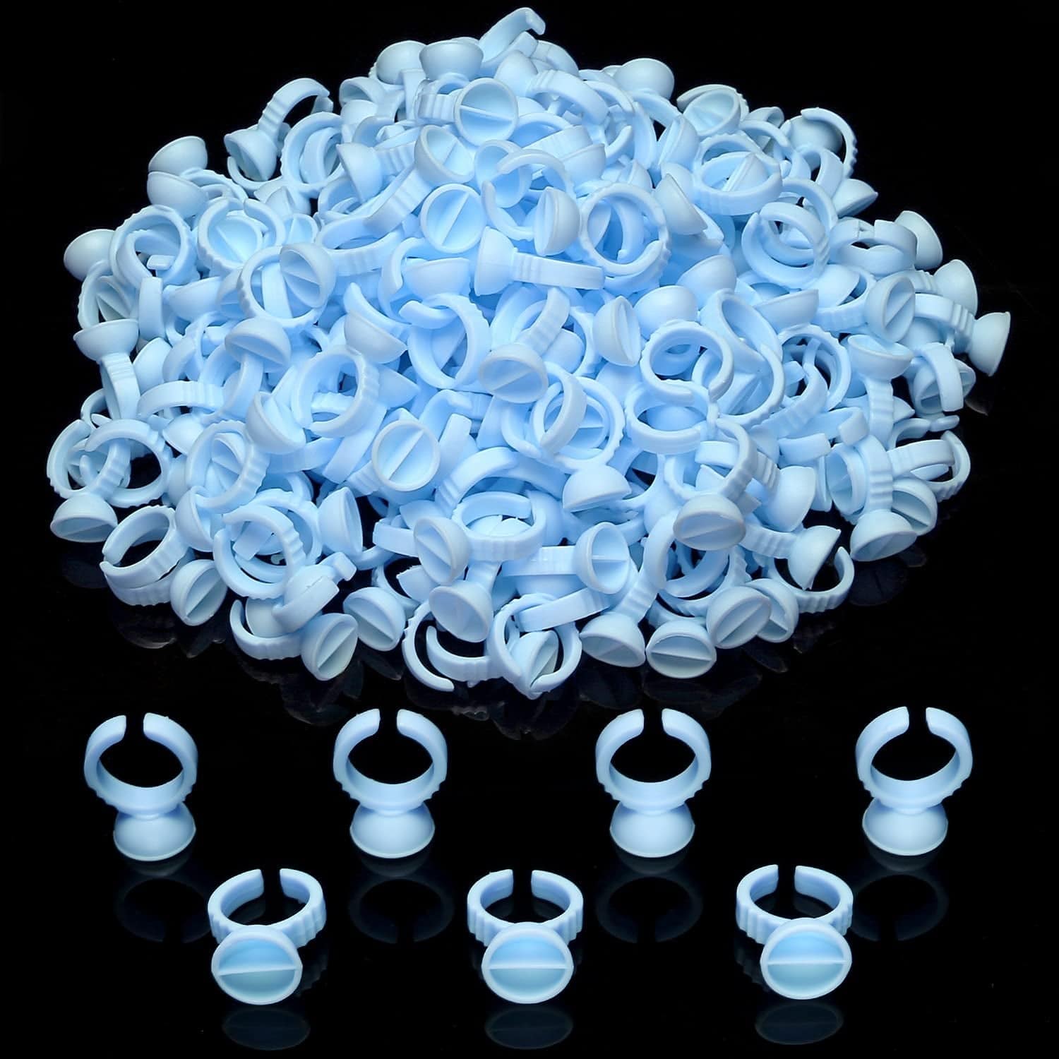 Akstore 200PCS Disposable Makeup Glue Rings Plastic Nail Art Tattoo Glue Rings Holder Eyelash Extension Rings Adhesive Pigment Holders Finger Hand Beauty Tools (Seperated) Health & Beauty > Personal Care > Cosmetics > Cosmetic Tools > Makeup Tools Akstore 200PCS-Seperated Blue  