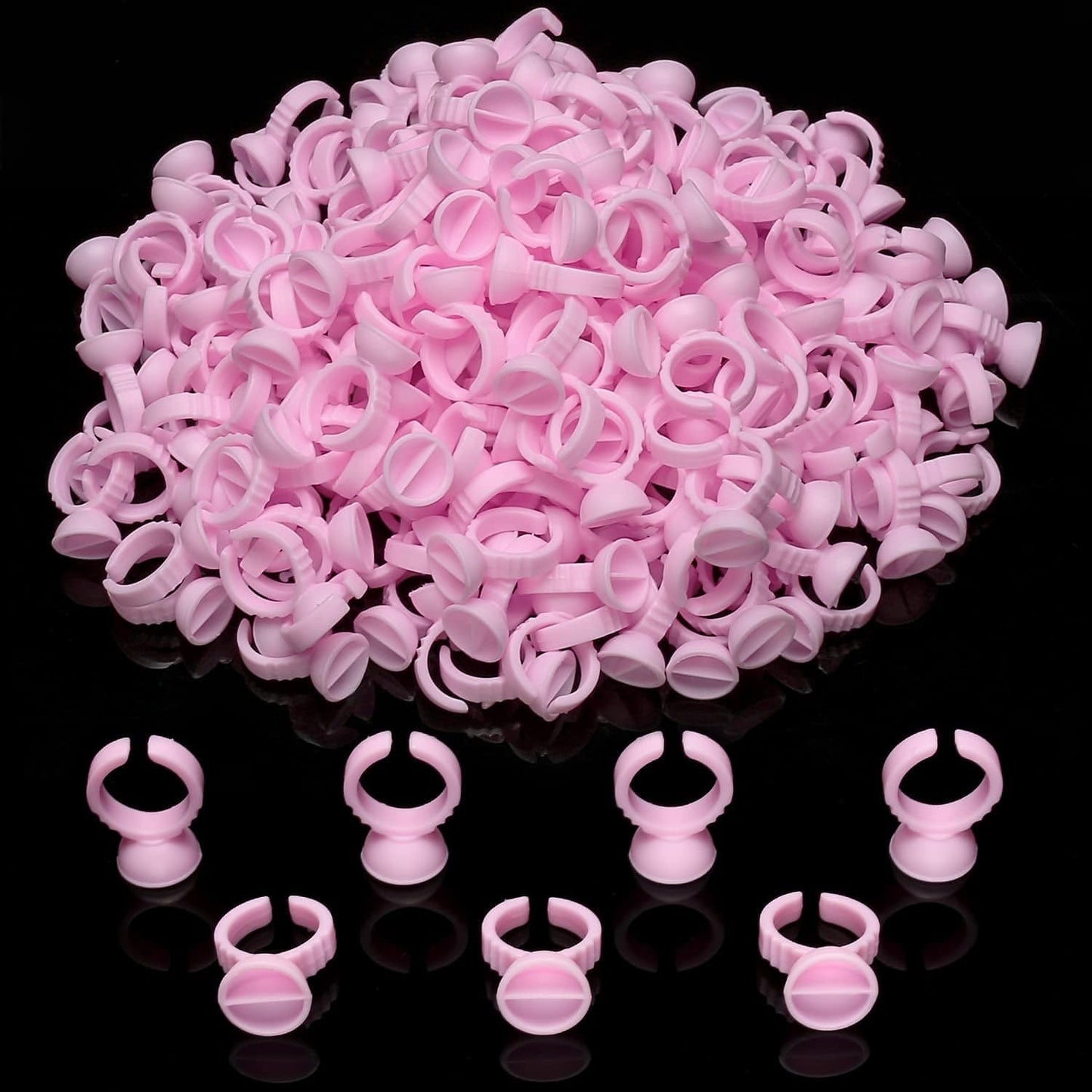 Akstore 200PCS Disposable Makeup Glue Rings Plastic Nail Art Tattoo Glue Rings Holder Eyelash Extension Rings Adhesive Pigment Holders Finger Hand Beauty Tools (Seperated) Health & Beauty > Personal Care > Cosmetics > Cosmetic Tools > Makeup Tools Akstore Seperated-Pink  