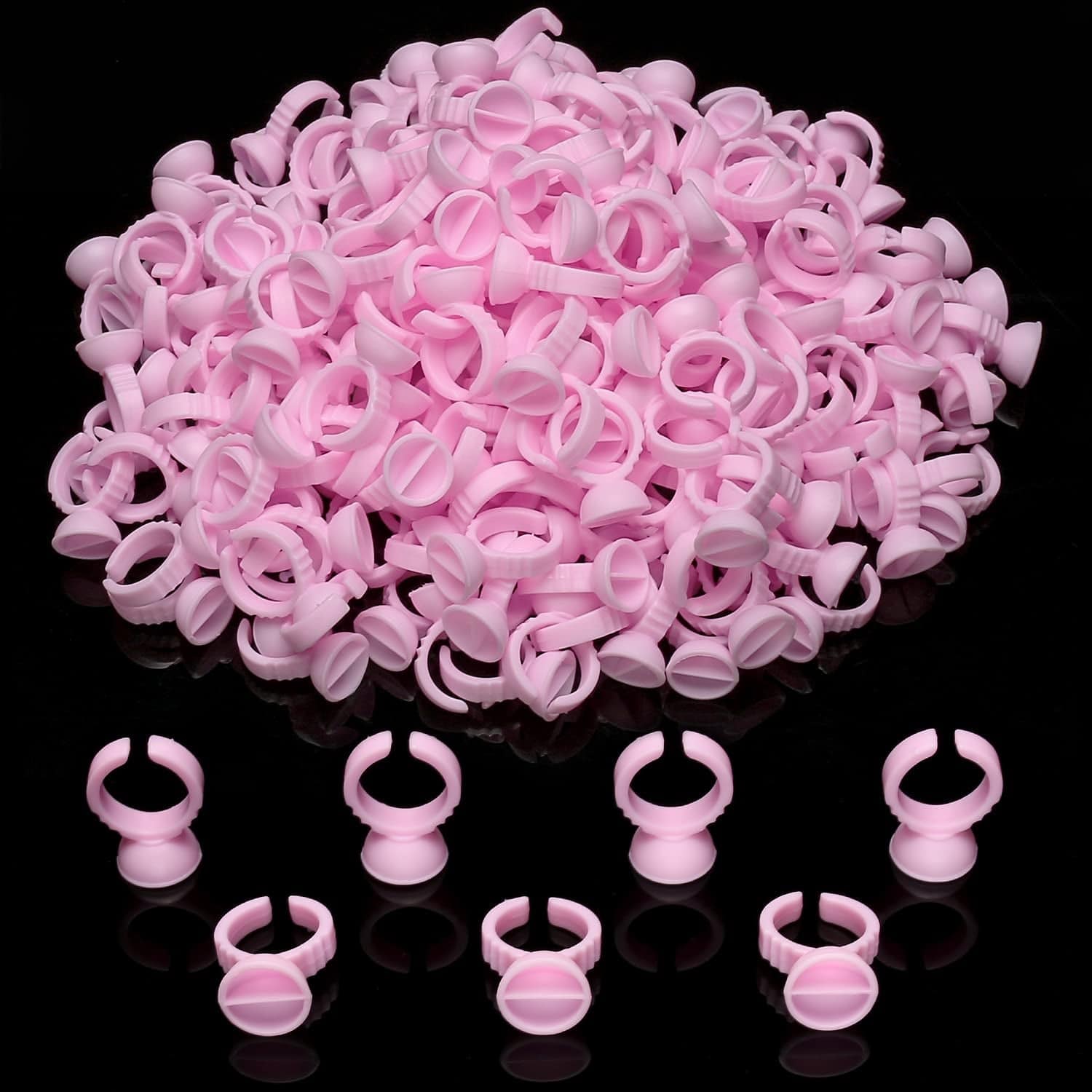 Akstore 200PCS Disposable Makeup Glue Rings Plastic Nail Art Tattoo Glue Rings Holder Eyelash Extension Rings Adhesive Pigment Holders Finger Hand Beauty Tools (Seperated) Health & Beauty > Personal Care > Cosmetics > Cosmetic Tools > Makeup Tools Akstore Seperated-Pink  
