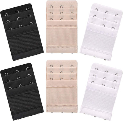 Akstore 6 Pieces Women'S Soft Comfortable Elastic Bra Extenders Bra Extension Strap 3 Hook 3 Row Lady'S Bra Extender Bra Band Multicolors