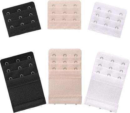 Akstore 6 Pieces Women'S Soft Comfortable Elastic Bra Extenders Bra Extension Strap 3 Hook 3 Row Lady'S Bra Extender Bra Band Multicolors+noelastic