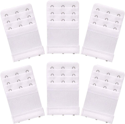 Akstore 6 Pieces Women'S Soft Comfortable Elastic Bra Extenders Bra Extension Strap 3 Hook 3 Row Lady'S Bra Extender Bra Band White