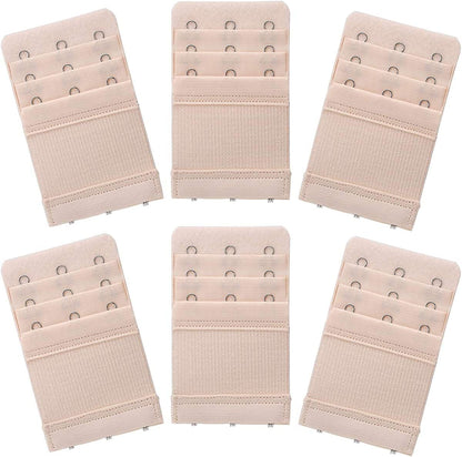 Akstore 6 Pieces Women'S Soft Comfortable Elastic Bra Extenders Bra Extension Strap 3 Hook 3 Row Lady'S Bra Extender Bra Band Skin Color