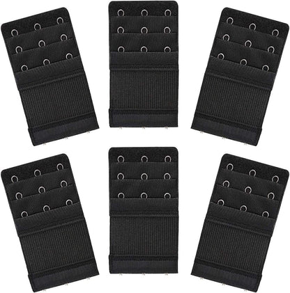 Akstore 6 Pieces Women'S Soft Comfortable Elastic Bra Extenders Bra Extension Strap 3 Hook 3 Row Lady'S Bra Extender Bra Band Black