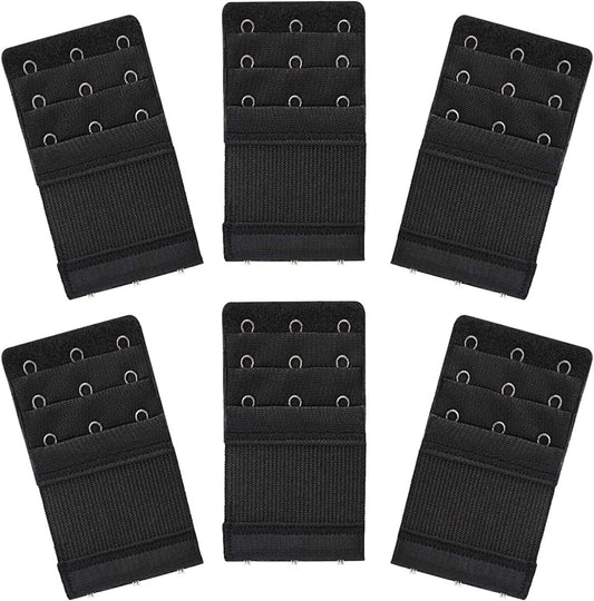 Akstore 6 Pieces Women'S Soft Comfortable Elastic Bra Extenders Bra Extension Strap 3 Hook 3 Row Lady'S Bra Extender Bra Band Black