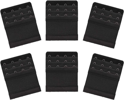 Akstore 6 Pieces Women'S Soft Comfortable Elastic Bra Extenders Bra Extension Strap 4 Hook 3 Row Lady'S Bra Extender Bra Band Black