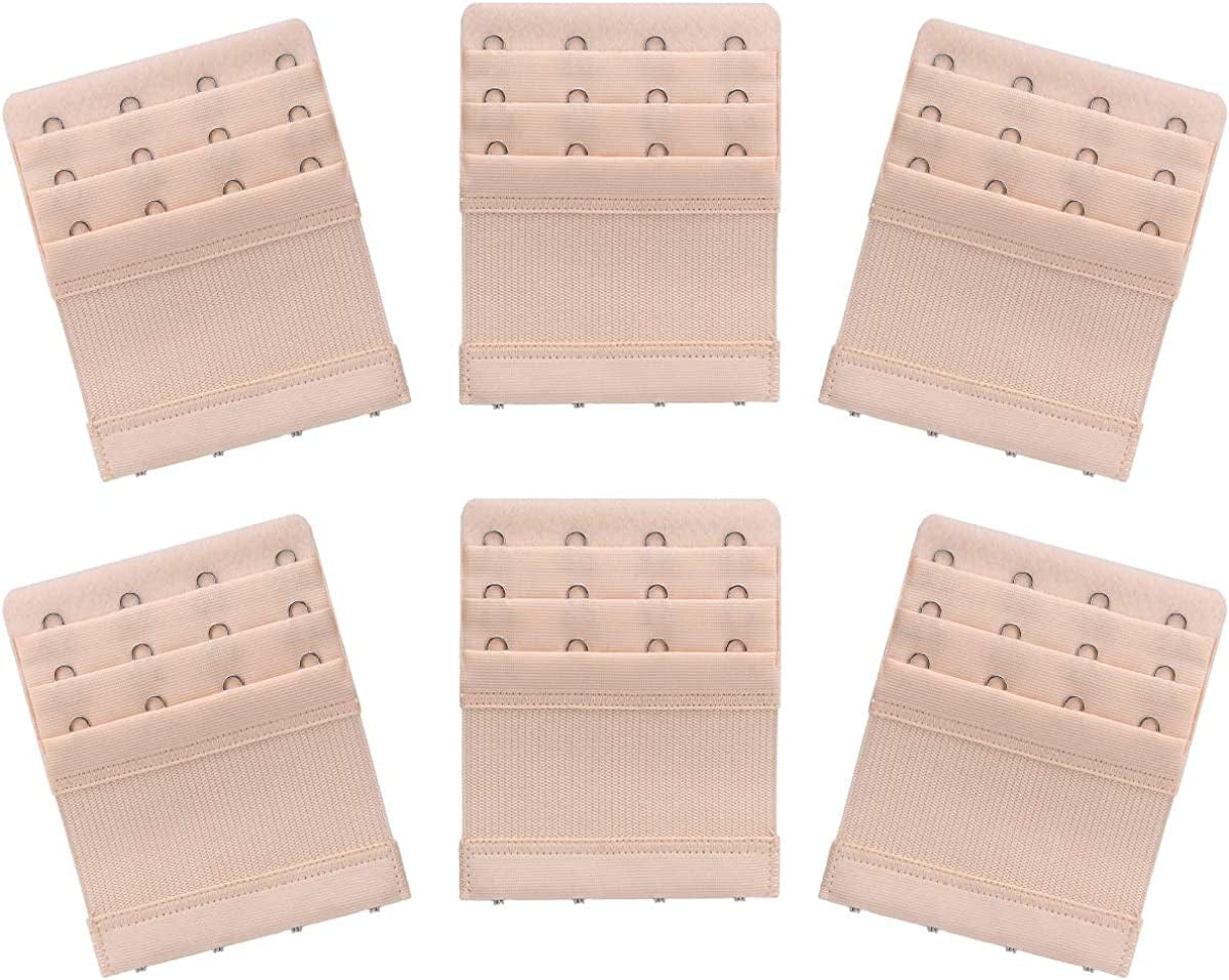 Akstore 6 Pieces Women'S Soft Comfortable Elastic Bra Extenders Bra Extension Strap 4 Hook 3 Row Lady'S Bra Extender Bra Band Skin Color