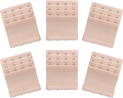 Akstore 6 Pieces Women'S Soft Comfortable Elastic Bra Extenders Bra Extension Strap 4 Hook 3 Row Lady'S Bra Extender Bra Band Skin Color