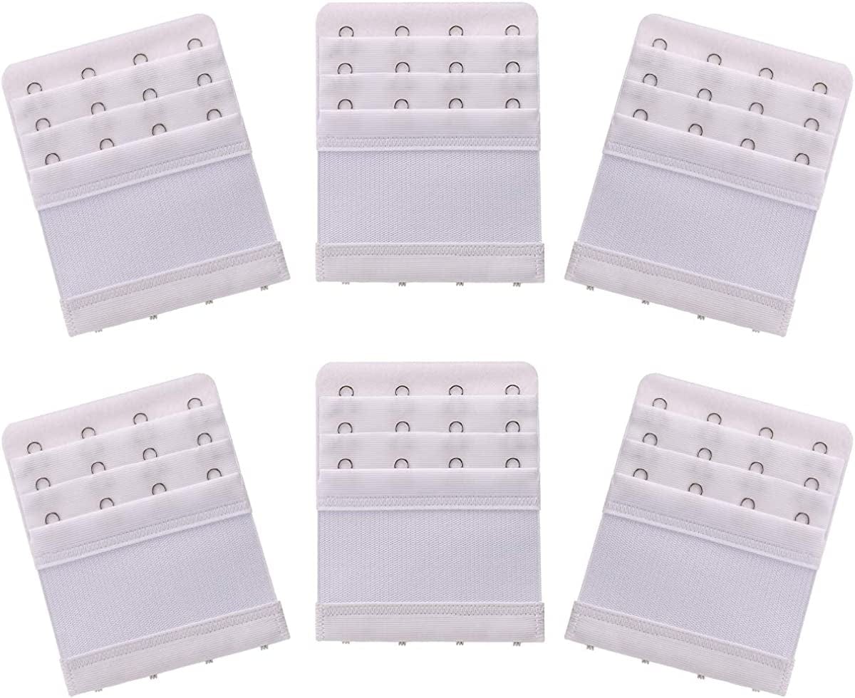 Akstore 6 Pieces Women'S Soft Comfortable Elastic Bra Extenders Bra Extension Strap 4 Hook 3 Row Lady'S Bra Extender Bra Band White