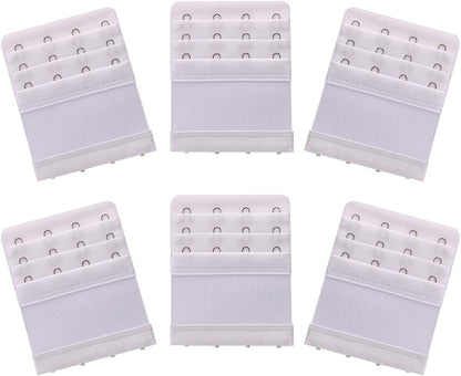 Akstore 6 Pieces Women'S Soft Comfortable Elastic Bra Extenders Bra Extension Strap 4 Hook 3 Row Lady'S Bra Extender Bra Band White