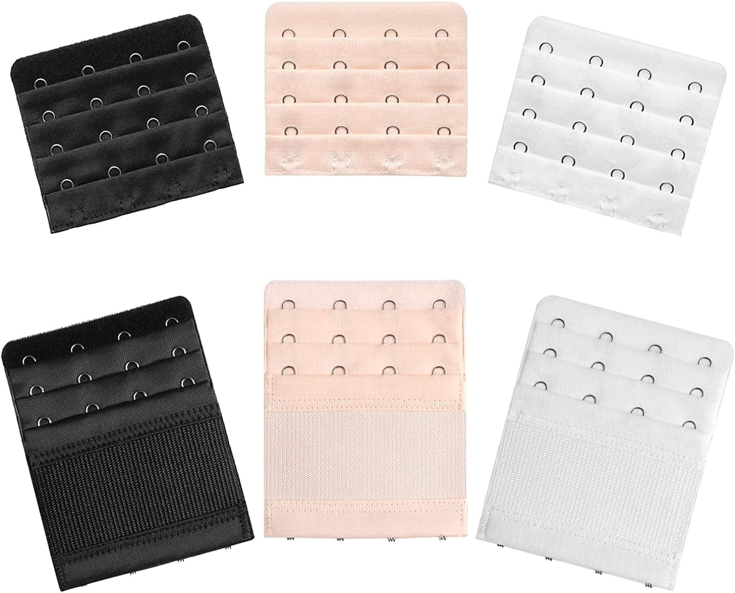 Akstore 6 Pieces Women'S Soft Comfortable Elastic Bra Extenders Bra Extension Strap 4 Hook 3 Row Lady'S Bra Extender Bra Band Multicolors+noelastic