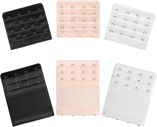 Akstore 6 Pieces Women'S Soft Comfortable Elastic Bra Extenders Bra Extension Strap 4 Hook 3 Row Lady'S Bra Extender Bra Band Multicolors+noelastic