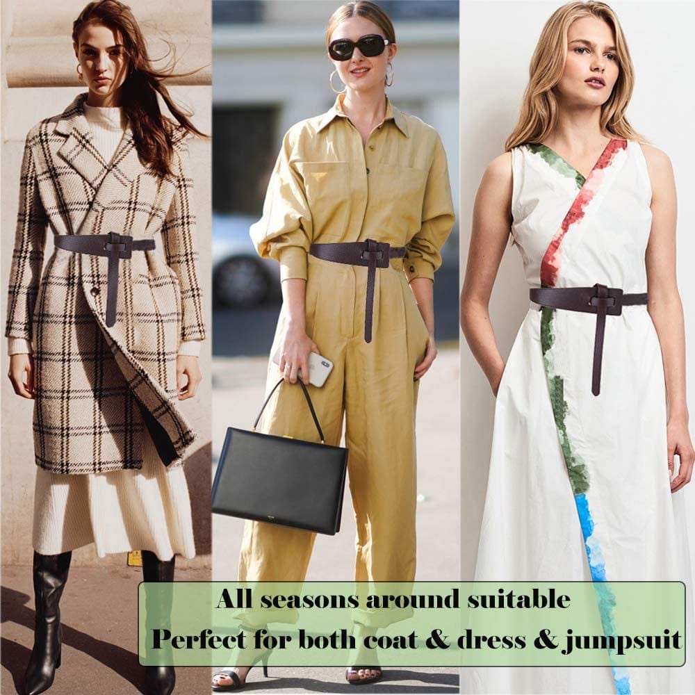 ALAIX Women'S Leather Belt Dress Belt for Jeans Jumpsuit Coat Fashion Tie a Knot Genuine Leather Waist Belt Apparel & Accessories > Clothing Accessories > Belts ALAIX   