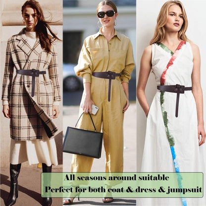 ALAIX Women'S Leather Belt Dress Belt for Jeans Jumpsuit Coat Fashion Tie a Knot Genuine Leather Waist Belt Apparel & Accessories > Clothing Accessories > Belts ALAIX   