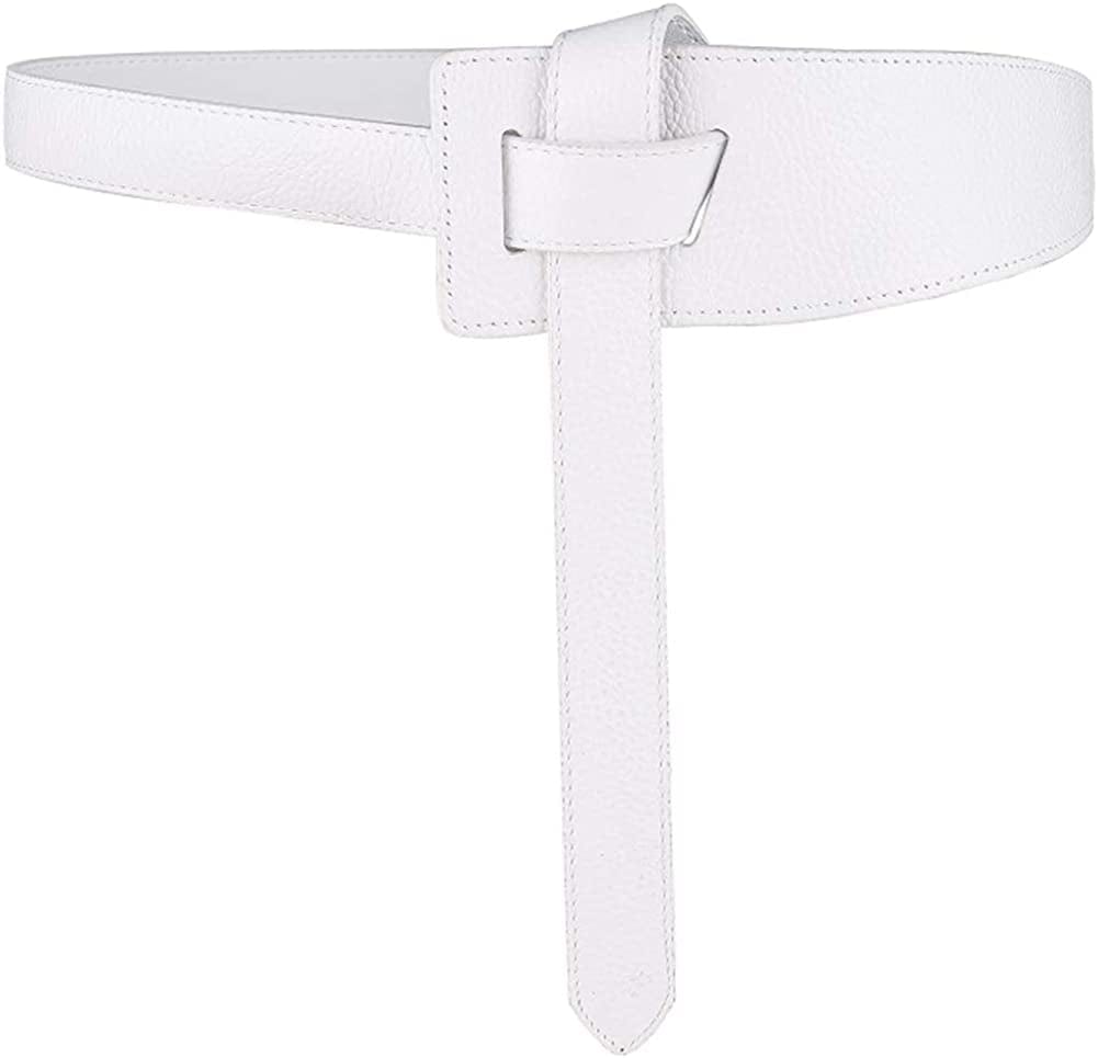 ALAIX Women'S Leather Belt Dress Belt for Jeans Jumpsuit Coat Fashion Tie a Knot Genuine Leather Waist Belt Apparel & Accessories > Clothing Accessories > Belts ALAIX White Waist Size up to 34 inches 