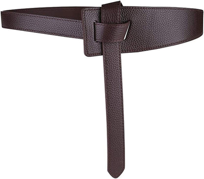 ALAIX Women'S Leather Belt Dress Belt for Jeans Jumpsuit Coat Fashion Tie a Knot Genuine Leather Waist Belt Apparel & Accessories > Clothing Accessories > Belts ALAIX Coffee Waist Size up to 34 inches 