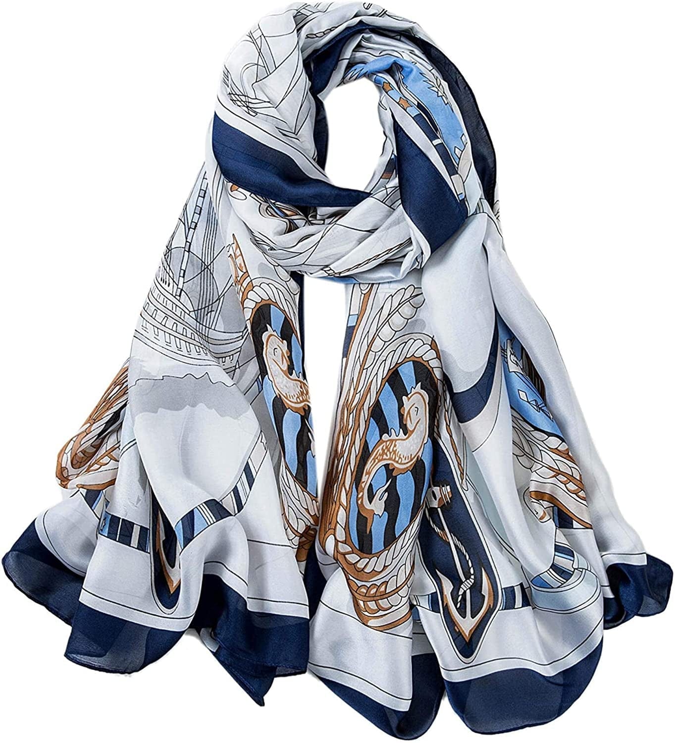 ALBERTO CABALE Silk Scarf Women Anti-Allergy Fashion Elegant Floral Shawl Gift for Ladies Apparel & Accessories > Clothing Accessories > Scarves & Shawls Generic   