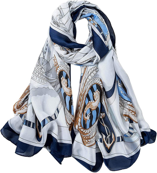 ALBERTO CABALE Silk Scarf Women Anti-Allergy Fashion Elegant Floral Shawl Gift for Ladies Apparel & Accessories > Clothing Accessories > Scarves & Shawls Generic   