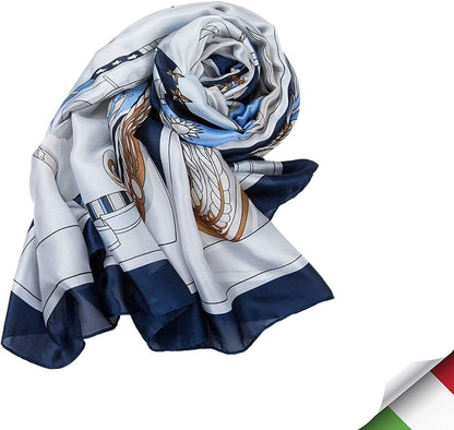 ALBERTO CABALE Silk Scarf Women Anti-Allergy Fashion Elegant Floral Shawl Gift for Ladies Apparel & Accessories > Clothing Accessories > Scarves & Shawls Generic   
