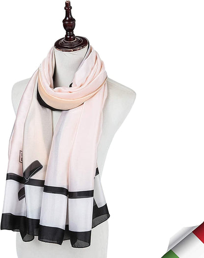 ALBERTO CABALE Silk Scarf Women Anti-Allergy Fashion Elegant Floral Shawl Gift for Ladies Apparel & Accessories > Clothing Accessories > Scarves & Shawls Generic   