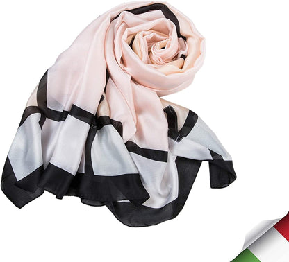 ALBERTO CABALE Silk Scarf Women Anti-Allergy Fashion Elegant Floral Shawl Gift for Ladies Apparel & Accessories > Clothing Accessories > Scarves & Shawls Generic   