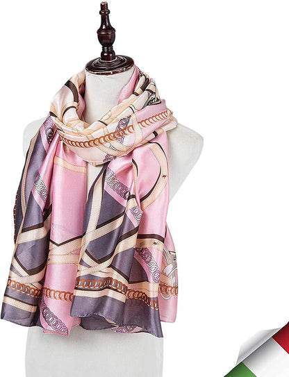 ALBERTO CABALE Silk Scarf Women Anti-Allergy Fashion Elegant Floral Shawl Gift for Ladies Apparel & Accessories > Clothing Accessories > Scarves & Shawls Generic   